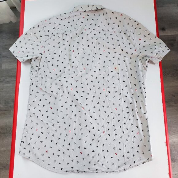 Armani Exchange button down shirt men's size XL light grey w graphic design slim - Picture 3 of 13